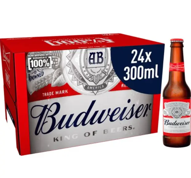 Budweiser Lager Beer Bottles 24 x 330ml