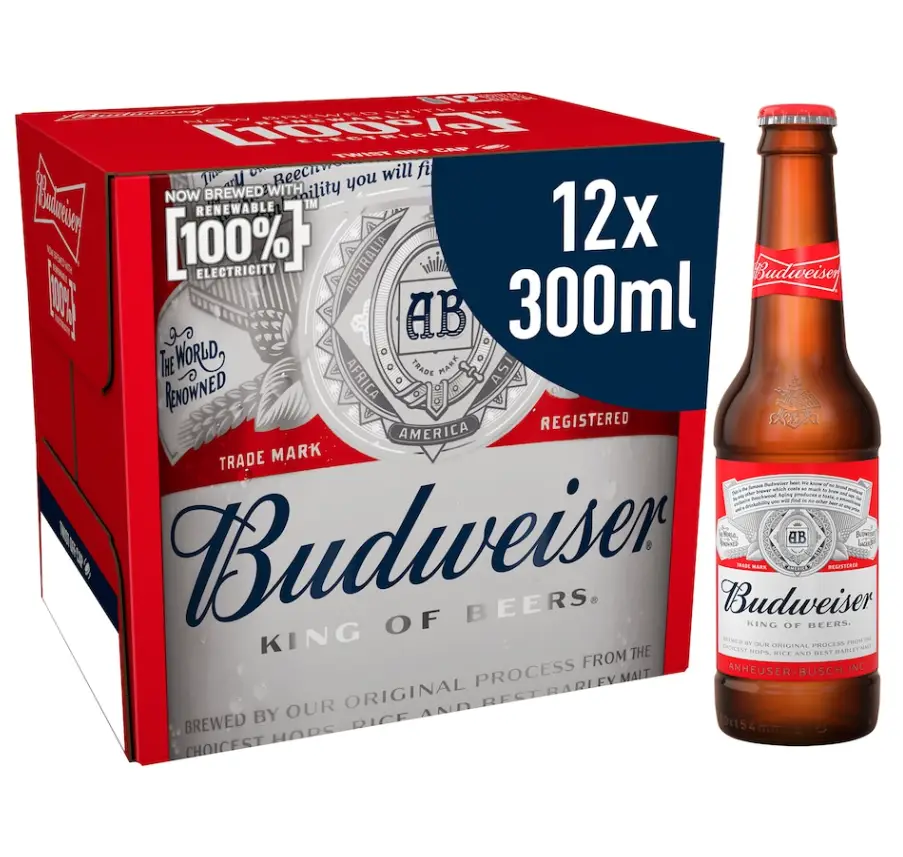Budweiser Lager Beer Bottles 12 x 300ml