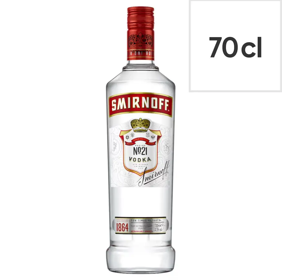 Smirnoff No.21 Red Label Vodka Bottle 37.5% Vol 70cl